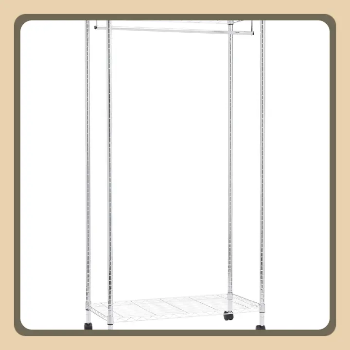 Perchero con estantes Superior e Inferior, Cromo, 89 x 44 x 179 cm - 1