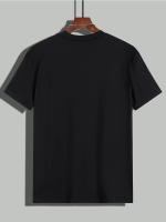 Verano de los hombres Casual tamaño suelto 100% algodón letra impresión cuello redondo manga corta camiseta Top - details 2