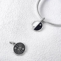 Abalorio de cuentas de corazón rosa con mancuernas, pulsera de plata para fabricación de joyas - details 2