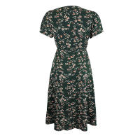 Summer floral print women boho short sleeve v neck split elegant a line party beach dress - details 28