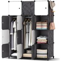 Armario Modular Portátil de 20 Compartimentos Guardarropa para Dormitorio con Barra para Colgar Ropa Compartimentos Más Profundos Aptos para Perchas - details 22