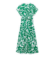 TRAFZA-Vestido largo de playa para mujer, elegante vestido Midi de manga corta con estampado botánico, cinturón de un solo pecho, decoración - details 2