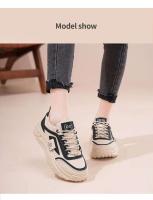 2025 primavera nueva moda urbana Ins estilo coreano Casual blanco de suela gruesa papá estudiante correr zapatos deportivos con cordones - details 6