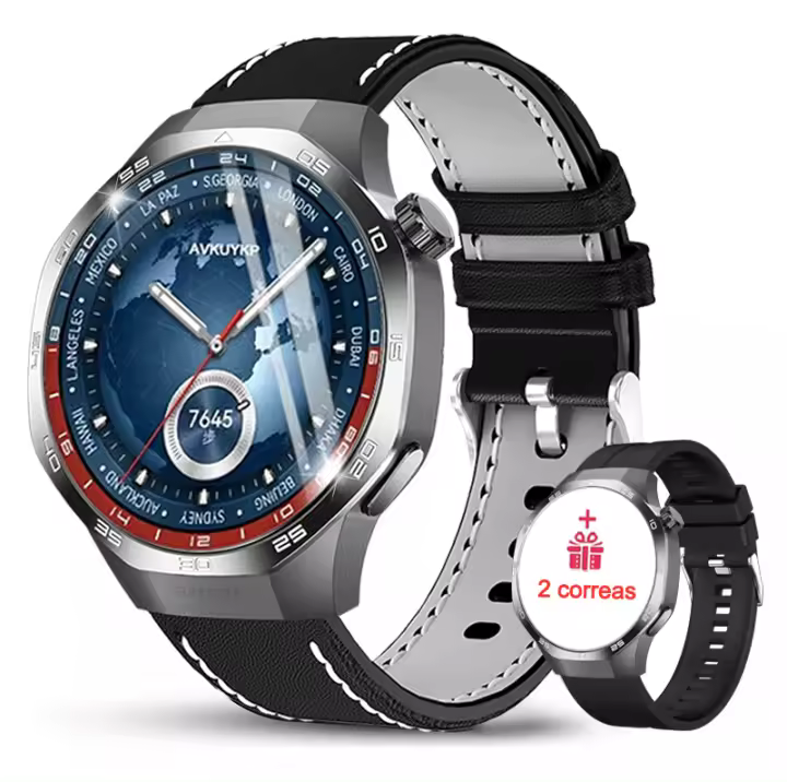 Nuevo reloj inteligente deportivo Para Watch GT5 Pro rastreador GPS masculino, brújula, altímetro, impermeable, llamada bluetooth, pulsera inteligente NFC,regalo de moda 100% para hombres,Regalo de año nuevo,Regalos de Navidad,dos correas,2025 - 1