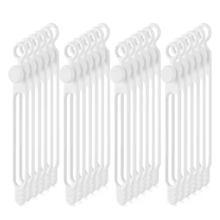 Correas de silicona para cables, organizador de cables para auriculares, Audio, sujeción reutilizable, color blanco, 40 piezas - 1