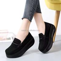 Nuevos zapatos de plataforma de mujer de alta calidad, mocasines sin cordones con aumento de altura talla 42, zapatos de cuero informales para mujer, zapatos suaves - details 5
