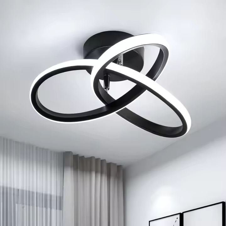 Plafón LED de Techo Nórdico, 22W, 2500LM - GOECO-3000/6500K, Luz Blanca Caliente/Fría - 25*25*12 CM - Negro - Diseño Floral - 1