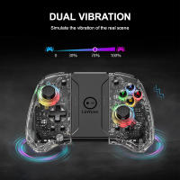 Joypad transparente para Nintendo Switch, controlador de inducción inalámbrico de 6 ejes, Gamepad ajustable, 8 colores, luz mágica, vibración, Joy - details 1