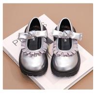 Zapatos de cuero de princesa con volantes para niñas, zapatos de vestir plisados con lazo, para fiesta de boda, suela gruesa, Chic, otoño, 2024 - details 9