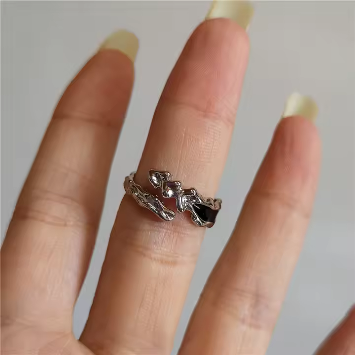 Anillos Góticos Vintage de Rosa Para Parejas Acero Inoxidable Apertura Irregular Joyería Y2k - 1