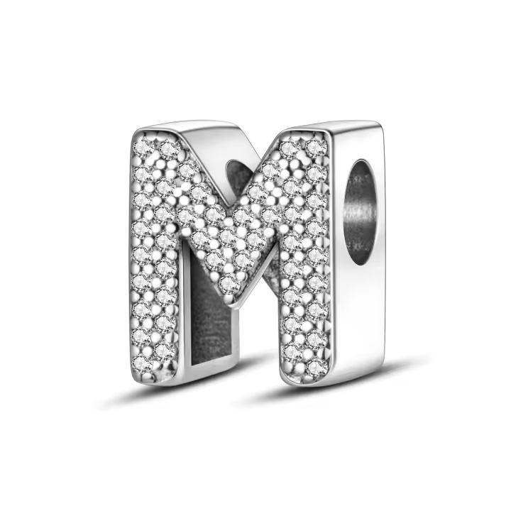 LAZA-abalorio de plata de ley 925 con 26 letras del alfabeto, abalorio de A-Z con nombre, compatible con Pulsera Original, collar, colgante, regalo de joyería - 1
