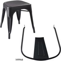 comedor de metal apilables con respaldo para bistró, cocina, interior y exterior, Negro, 51 x 43 x 85 cm - details 6