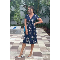 Verano nuevo vestido de sol de moda informal de vacaciones para mujer con cuello en V y estampado floral de manga corta - details 3