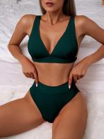 Bikini unicolor para mujer, traje de baño Sexy, conjunto de Bikini con Push-up, traje de baño brasileño, ropa de playa para verano - details 11