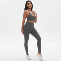 Conjunto de yoga de cintura alta para mujer, sujetador deportivo transpirable, mallas, equipo de fitness para levantamiento de pecho - details 15