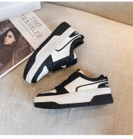 Zapatos blancos de plataforma de cuero, nuevas zapatillas versátiles en blanco y negro, zapatos de tablero de panda que aumentan la altura - details 27