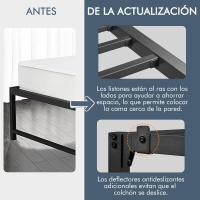 Bastidor de Cama Metálico Listones de Acero Espacio de Almacenamiento Bajo la Cama Fácil Montaje Cama Individual 90 x 190 x 36.5 cm Negro - details 3