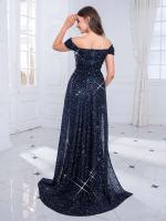 Corpiño elegante de noche con deslumbrantes lentejuelas sin hombros, faldas desmontables, vestido de fiesta largo hasta el suelo. - details 8