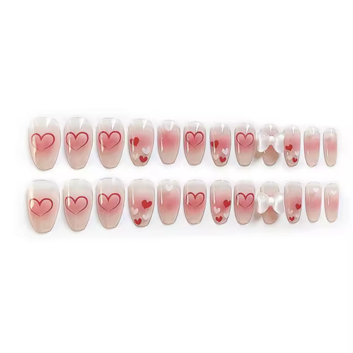 Kit de uñas de gel Classy Heart, kit de manicura de dedos artificiales para bricolaje en casa, pegamento largo - 1