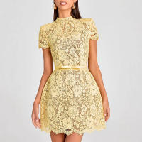 BUNO-Mini vestido de moda para mujer, manga corta con agujeros en las caderas, elegantes vestidos de playa para el verano 2025. - details 1