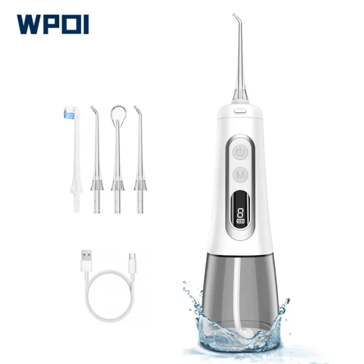 Electric Water Floss with 4 Nozzles Waterproof 9 Modes 300ml Detachable Water Tank Rechargeable Household Pulse Oral Irrigator - 1