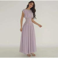 Elegante Vestido de Pliegues Grande Cuello en V Cintura Alta Manga Larga - details 4