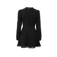 Vestido negro de línea A con diseño de manga larga para mujer, primavera verano, nuevo. - details 14