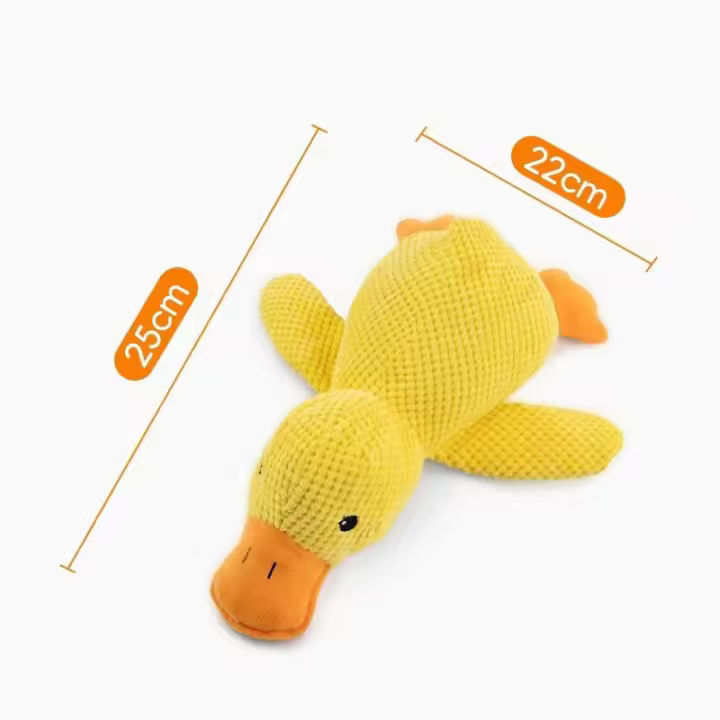 Juguete para perros pato amarillo nuevo 2025, La almohada calmante de patos suaves, Juguete de patos para perros con sonido de patadas para perros de interior (Amarillo) - 1