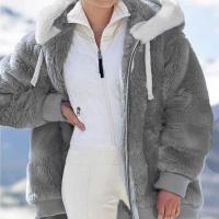 Chaqueta de lana cálida y holgada para mujer, talla grande, nueva, con capucha - details 8