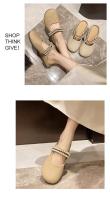 Zapatillas de mujer suaves Primavera-Otoño Baotou Punto de cabeza redondo Muller Perla - details 4