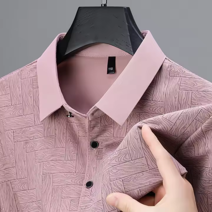 Polo de Moda Casual para Hombres de Verano Manga Corta, Estilo de Corbata, Impresión, Look de Papá - 1