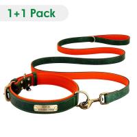 identificación perro personalizado con correa, Collar correa de cuero PU acolchado suave perros, etiqueta antipérdida para - details 3