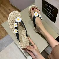 Women Daisy Flower Flat Flip Flops Light Non Slip Open Toe Beach Slippers Casual Home Slides Shoes - details 1