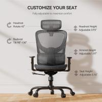 Oficina con respaldo alto, silla de computadora de malla con soporte lumbar, reposabrazos - details 1