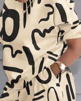 Conjunto de dos piezas estampado de manga corta para mujer, primavera verano - details 3