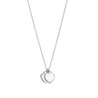 Collar con colgante de doble corazón rosa de plata de ley 925 de Tifny, collar simple de amor con dos corazones, cadena de joyería, regalo para mujeres. ﻿ - details 1