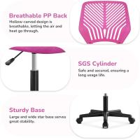 Silla Escritorio de Oficina Ergonómica Silla Giratoria Altura Ajustable sin Reposabrazos Asiento Malla Rosa - details 5
