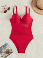 Bañador de una pieza con realce para mujer, traje de baño liso, Monokini Sexy con tirantes, ropa de playa para verano, 2024 - details 11