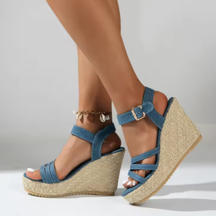 Sandalias de tacón de cuña de verano zapatos para mujer - 1