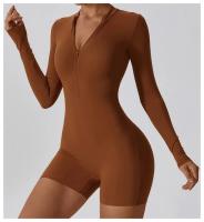 Traje de gimnasio de yoga para mujeres mono deportivo de manga larga con medio cierre sobre todo el cuerpo ropa de fitness para entrenamiento - details 18