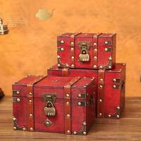 Caja del Tesoro de madera con cerradura de Color bronce, Cofre del Tesoro de diseño antiguo Vintage, contenedores de maletero de estilo Retro europeo, accesorios - details 1