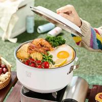 Hanging Pot Stainless Steel Camping Pot 4 L Folded Handle Lightweight Camp Stockpot with Lid Cover for Beach Travel Explorers