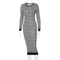 Vestido Midi estampado de manga larga para mujer, vestido ceñido calado, ropa de calle sexi, Otoño Invierno, Club, elegante y delgado - details 10