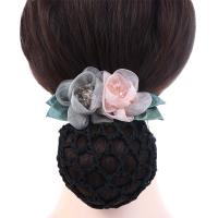 Asistente de vuelo enfermeras personal del banco cristal Crochet estilo coreano tocado flor moño red redecilla mujeres horquilla accesorios para el cabello - details 6