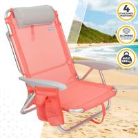 62262 - Pack de 2 sillas plegables multiposición para playa, jardín, terraza o camping beige, Medidas 64x11x64cm, 4 posiciones, con cojín en el cabecero, Incluye asa de transporte, Ibiza X2 - details 24