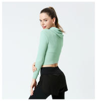 Chaquetas deportivas para mujer Tops con capucha de yoga con cremallera - details 14