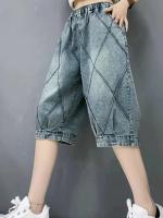 Pantalones Cortos de Denim para Mujer Primavera/Verano 2024 Ajuste Recto, Largo hasta la Rodilla, Cuidado de Mano, Tejido de Denim de China - details 2