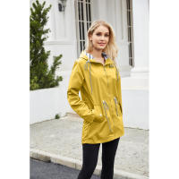 Camiseta impermeable con capucha a rayas de manga larga para mujer, longitud media - details 64