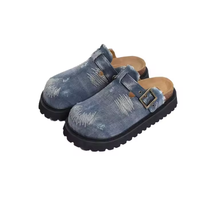Vaqueros planos de nuevo diseño, sandalias de mezclilla, zapatos casuales, chanclas para exteriores, zapatillas de playa universales para hombres y mujeres - 1