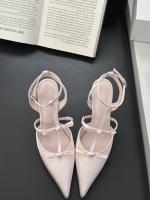 Sandalias Platas de Tacón Alto para Mujer Punta Afilada Francesa Diseño de Bolsa de lazo Viento de Cabeza Moda de Alta Noche - details 29